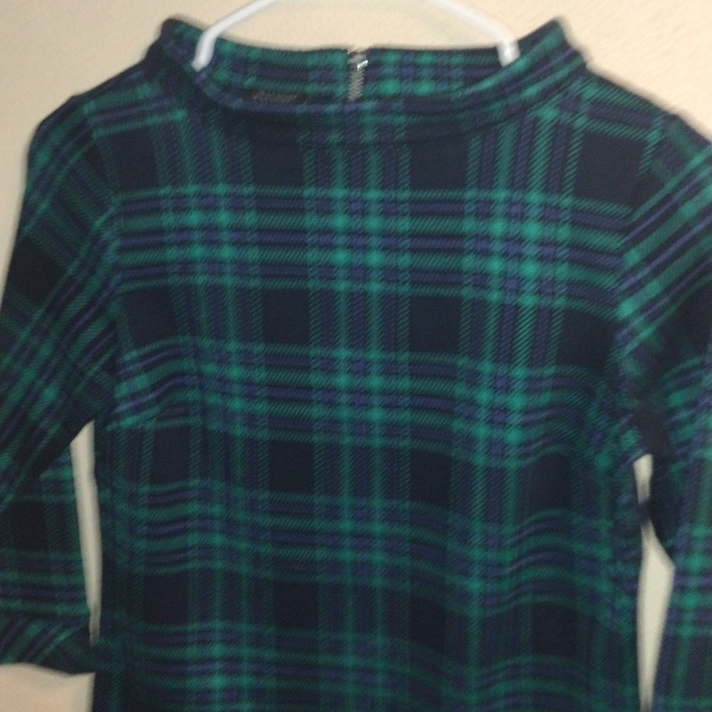 Talbot's Plaid Funnel Neck Cotton Blend 3/4 Sleeve Pullover Academia PXS - Picture 3 of 7